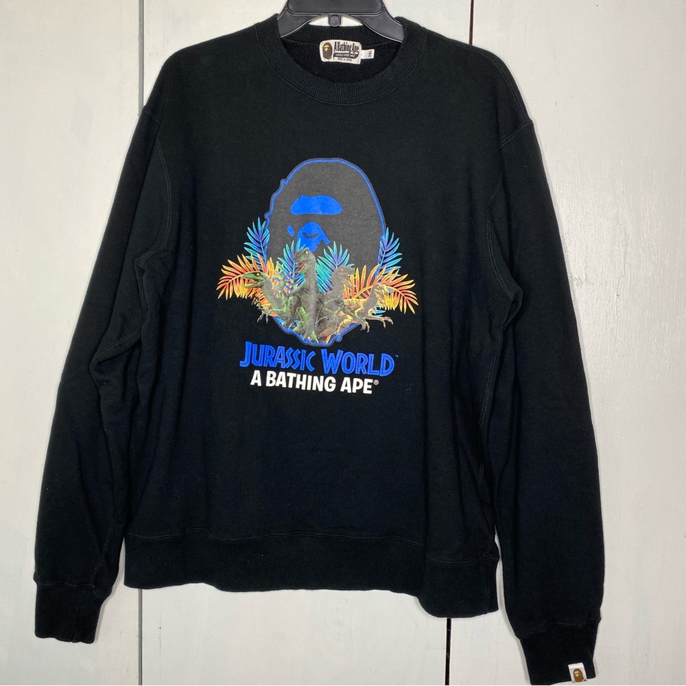 Bape X Jurassic World Ape Head Crewneck sweatshirt size 2XL Black